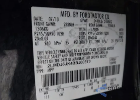 2011 Lincoln Mkx z USA, uszkodzony, nr VIN 2LMDJ6JK4BBJ00573